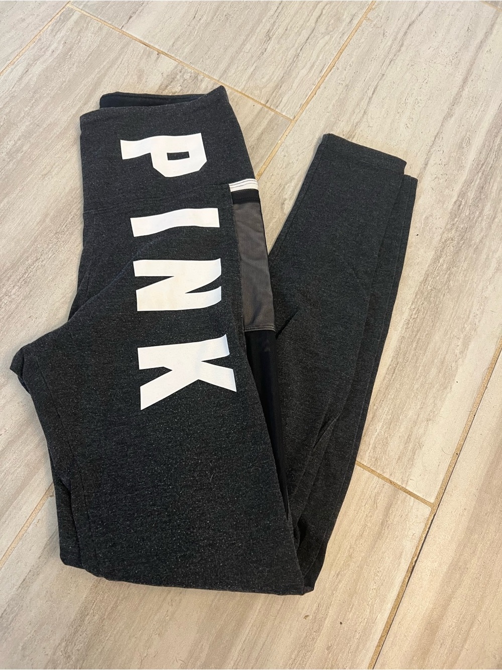 Victoria's Secret Black Leggings with White PINK Block Logo